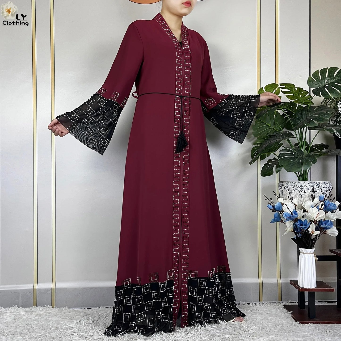 2024 For Women Elegant Dresses Dubai Party Outfits Long Sleeved Chiffon Dashiki Muslim Women Robe Open African Abaya Clothing.