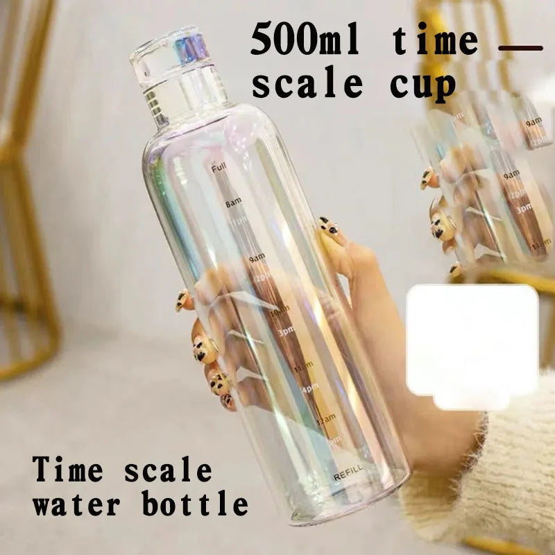 water bottle High-value colorful time scale cup red cute drinking water target bottle ins simple water cup my gourd man bottles.