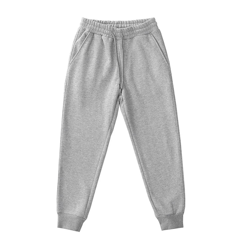 420G Heavyweight Fleece-Lined Sweatpants for Men, Lamb Wool Fleece, Warm Drawstring, Light Gray, Sports Casual Joggers, Winter.