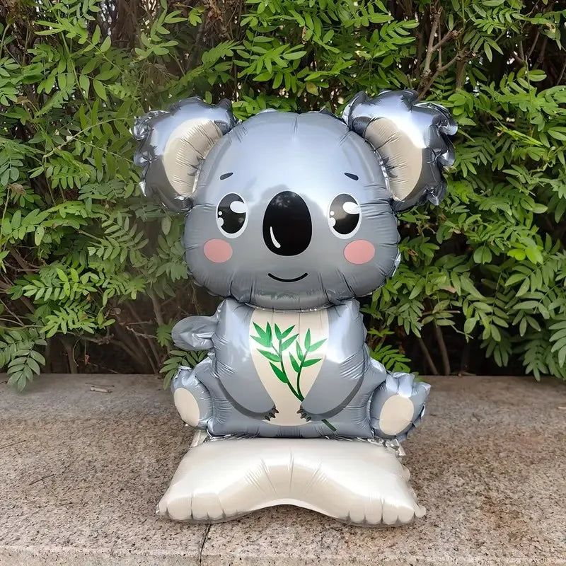 3/2 Stück Dschungel-Tier-Folienballons mit Ständer – Koala-Elefant-Fuchs für Geburtstag, Hochzeit, Karneval, Themendekorationen.