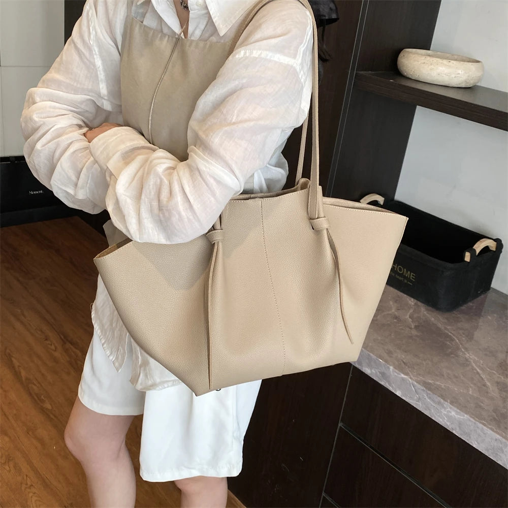 Branded Designer Shoulder Tote Bags For Women Soft PU Leather 2-IN-1 Big Capacity Shopper Tote Set 2025 Luxury Designer Handbags.