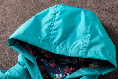 Spring Autumn Waterproof Girls Clothing Sets Flower Pattern Raincoat Coat + Pant 2Pcs Girls Suits 2 3 4 5 6 Years Kids Clothes.