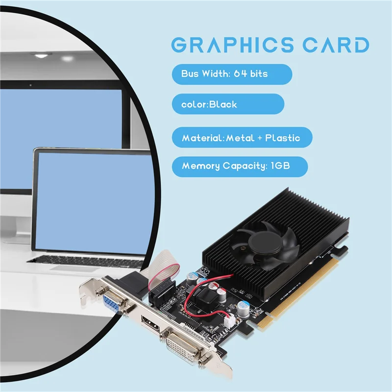 XB-GT210 1GB DDR2 64Bit Graphics Card PCIE 2.0 GPU -Compatible DVI VGA Desktop Video Card.