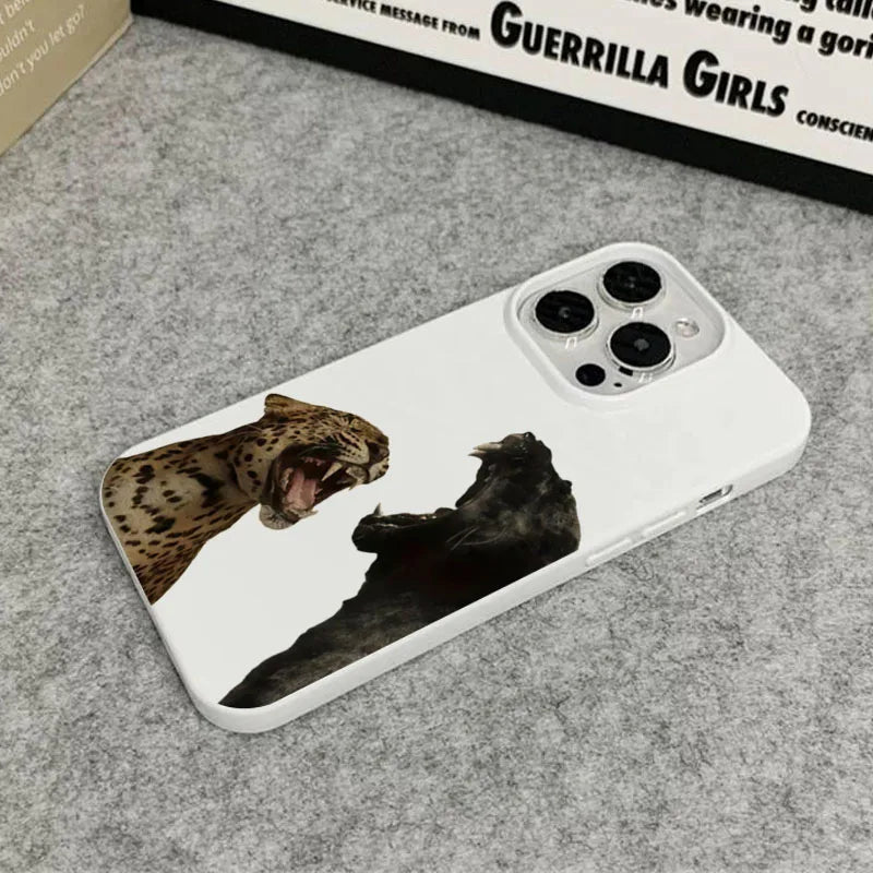 Black and Gray Leopard Pattern Soft Phone Case For iPhone 16 15 Plus 14 13 12 11 17 Air Pro Max Cover Shockproof Bumpers Fundas.