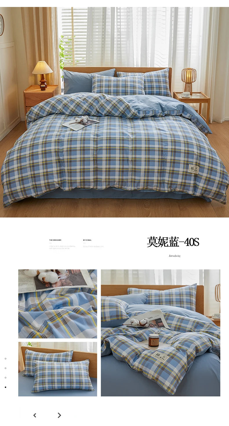 2025 new solid color matching pure cotton quilt cover bed four-piece set student dormitory 3-piece set available in all seasons