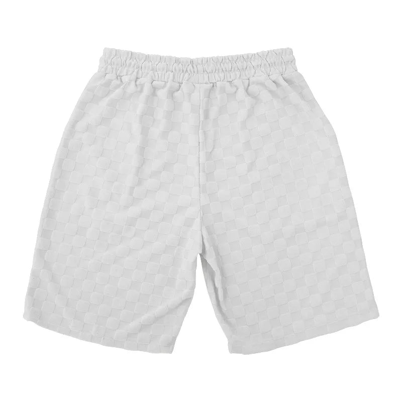 European and American Oversized Fashion Brand Men's Summer New Chessboard Plaid Loose Sports and Leisure Two-Piece Set.