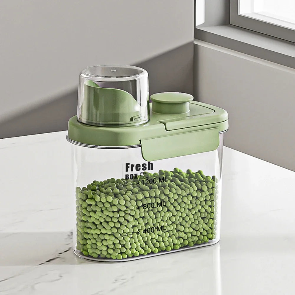 1600ml Rice Bucket Flour Container, Sealed Anti-Insect Storage Jar, Kitchen Grain Storage Box, Moisture-Proof Food Storage Bin.