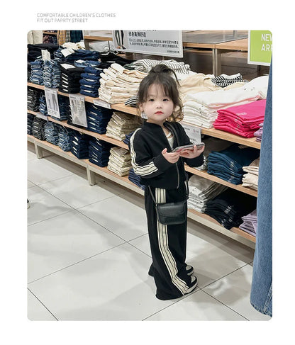 Girls Spring Sets Toddler New Autumn Sports Casual Suits Kids Long-sleeved Jacket+Pants 2Pcs Outfits Children Loose Clothing Set