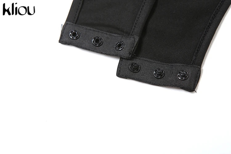 kliou Classic Solid Women Bodysuits Autumn All-matched Stacked Ruched Incline Shoulder Skinny Rompers Female Trend Street  Tops.