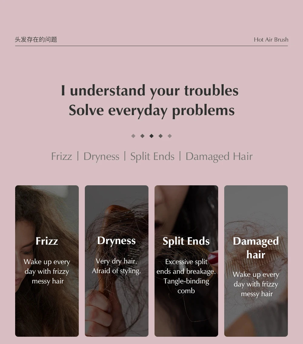 Kinseibeauty  Hair dryer Functional 5 In 1 professional hot air comb straight hair curling equipment salon.