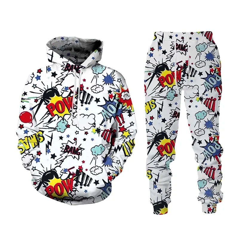New Hip Hop 3d Cartoon Printed Tracksuit Set Man Woman Hoodie+pants 2pcs Sets Fashion Sportwear Spring Autumn Pullover Clothing.