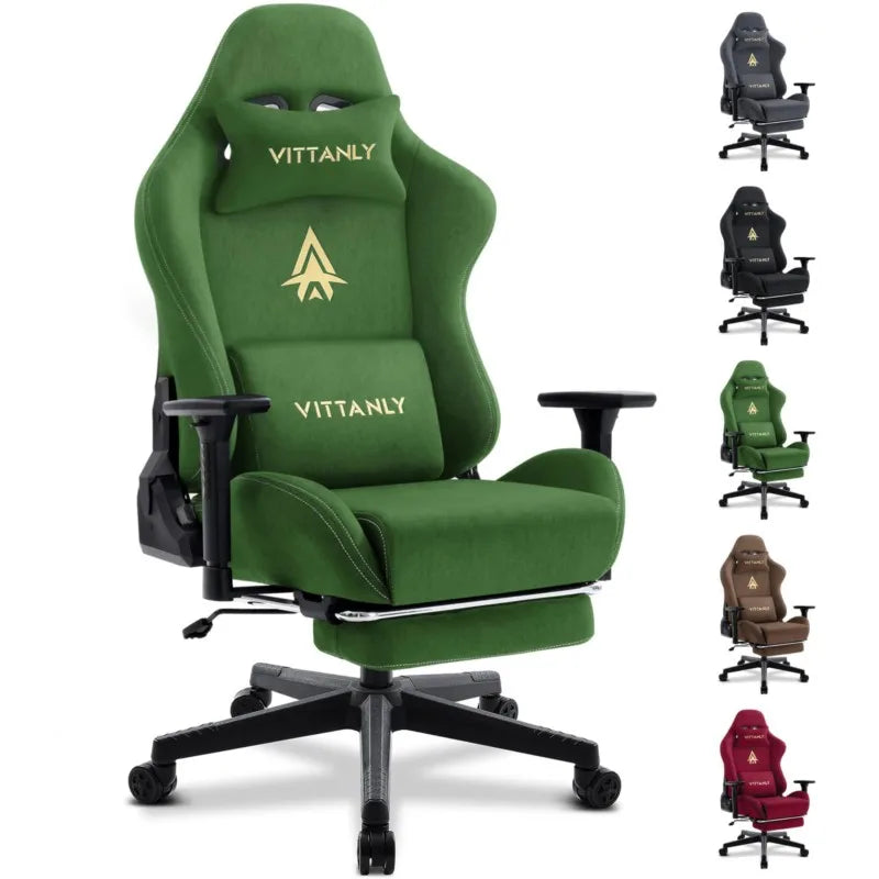 Kitinjoy Gaming-Stuhl, ergonomischer Bürostuhl, Schreibtischstuhl mit Lordosenstütze, höhenverstellbar, mit natürlichem Wild-Computerstuhl