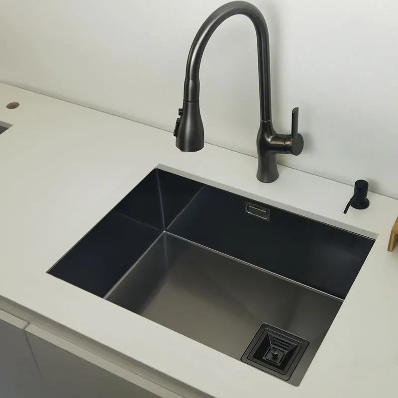 Nano mattschwarzes Küchenspülbecken über der Theke oder Udermount-Spülbecken, Gemüsewaschbecken, Einzelwaschbecken aus Edelstahl für die Küche