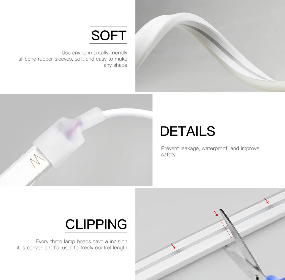 RGB Neon Light LED Strip ZigBee 5V USB Flexible RGB Rope Tube Lamp Warm/White Dimmable Lights for Tuya SmartThing Alexa Google.