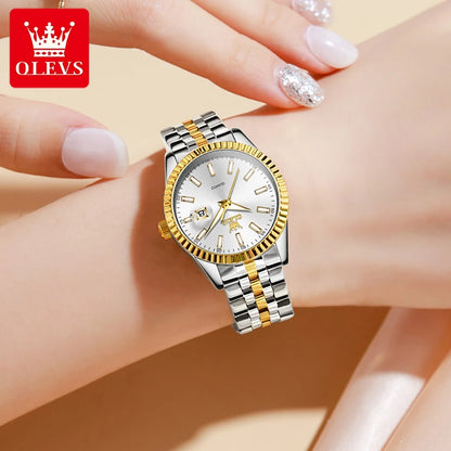 OLEVS 5593 Woman Watch Stainless Steel Waterproof Auto Date Elegant Ladies Wristwatch Luxury Original Quartz Watch for Women New.