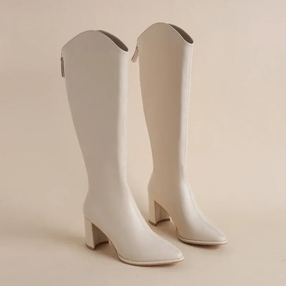 Plus Size 34-43 New Women Boots Zipper Thick High Heels Simple Thick High Heels Autumn Winter Boots Knee High Botas.