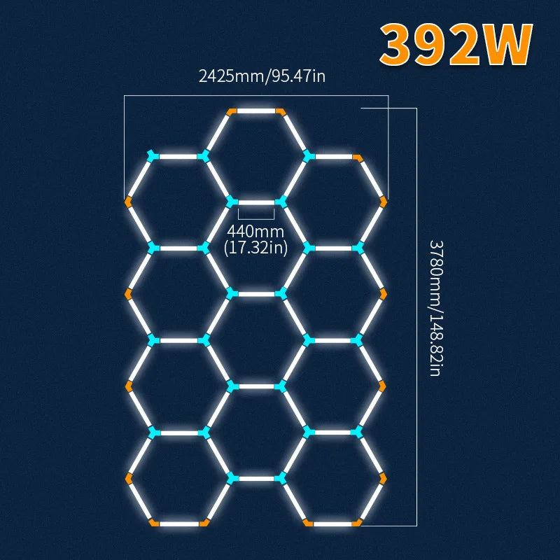 Hexagon LED lighting Ceiling Light Honeycomb Tube for BarberShop Car Garage Workshop Auto Body Repair LED Light 6500K.