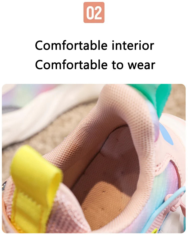 Fashion Children Shoes Girls Sneakers School Sports Summer Mesh Breathable For Kids Tennis Casual Shoes.