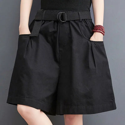 Women's Shorts Half Baggy Mid Length Wide Black Female Short Pants Loose Bermuda Knee Low Price Classic Harajuku Fashion New In