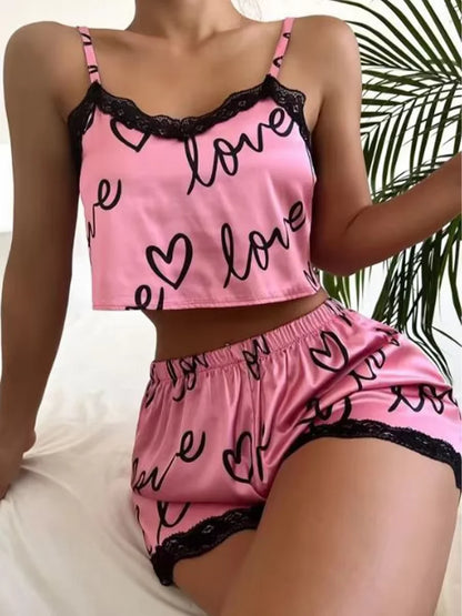 1 Satz Sommer-Damen-Pyjamas, zweiteilig, sexy, lässig, Leibchen, Unterhemd, Shorts, Homewear-Anzug.