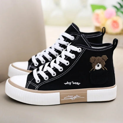 Cute Canvas Shoes Women Breathable Sneakers Brand Sport Shoes for Woman Casual Vulcanized Shoe Flats High Top Zapatos Mujer.
