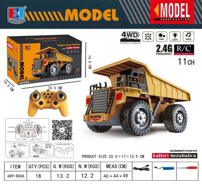 New 2.4G Remote Control Excavator Dump Truck RC Model Car Toy Professional Alloy Plastic Simulation Construction Vehicle for Kid.
