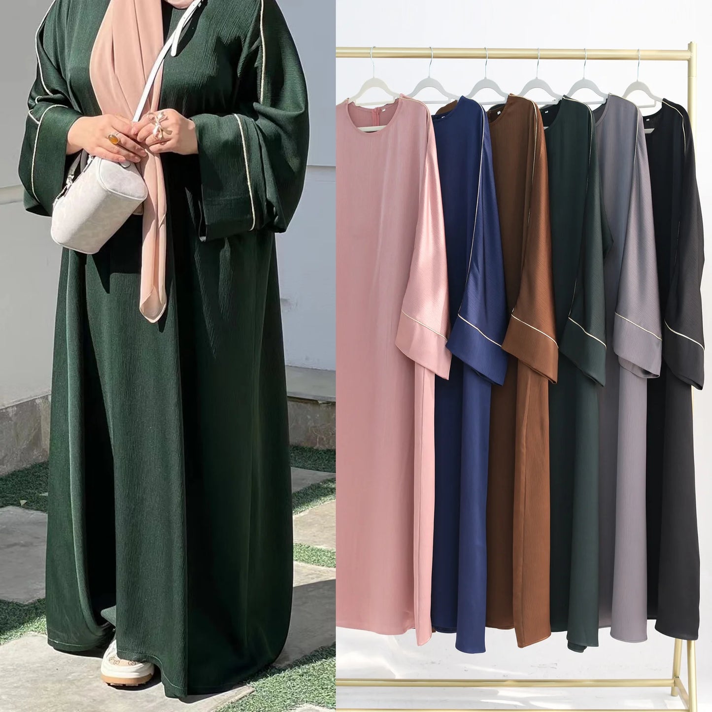 Ramadan Satin Abaya Damen Dubai Modest Dress Islam Muslim Kaftan black abayas For Women Kebaya Vestidos Robe Femme Musulmane.
