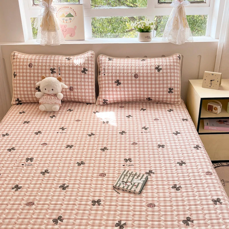 Thicken Bed Cover Waterproof Mattress Protector Elastic Bedspread Printed Bed Linen for Home 매트리스 커버 (No Pillowcase).