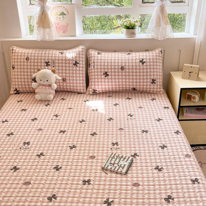 Thicken Bed Cover Waterproof Mattress Protector Elastic Bedspread Printed Bed Linen for Home 매트리스 커버 (No Pillowcase).