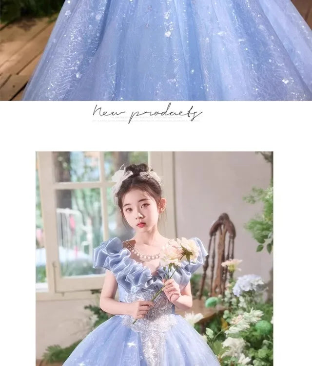 Elegangt Mädchen Abendkleid Luxus Prinzessin Kleid Geburtstag Party Pageant Outfit Kinder Klavier Rezitieren Leistung Formelle Kleidung.