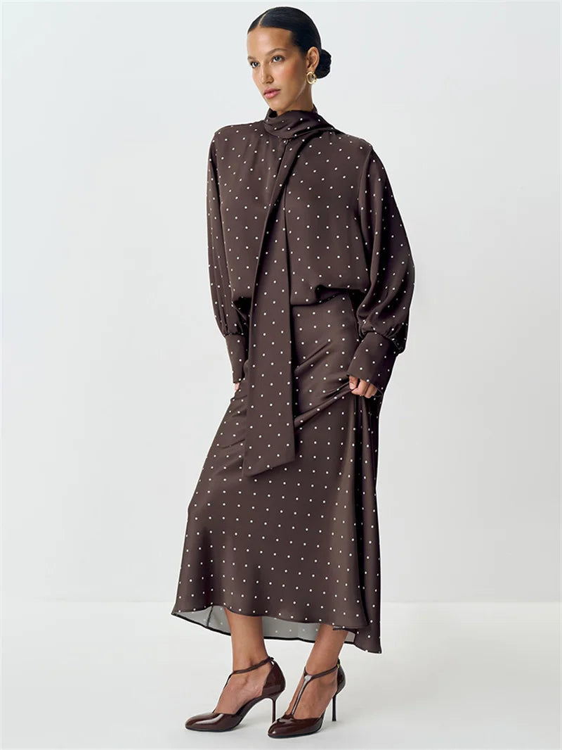 Blifanbo  Polka Dot High Waist Midi Skirt For Women Stain Slim Elegant Bodycon Midi Skirt Autumn fashion Female Skirt Streetwear.