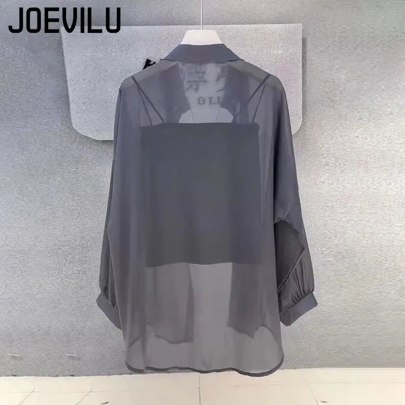Sheer Chiffon Shirt Women's Casual UV Resistant Cardigan Summer Thin Commuting Coat Japanese Fashion Mesh Sunscreen Clothing Y2k.
