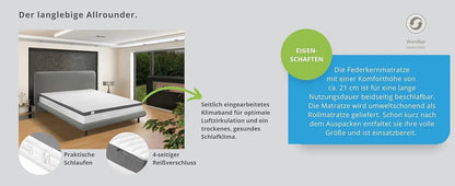 Federkernmatratze 80x200 cm, Orthopedische Matratze Hardness H2, ergonomische 7 Zonen Taschenfederkernmatratze, Matratze 80 x 2