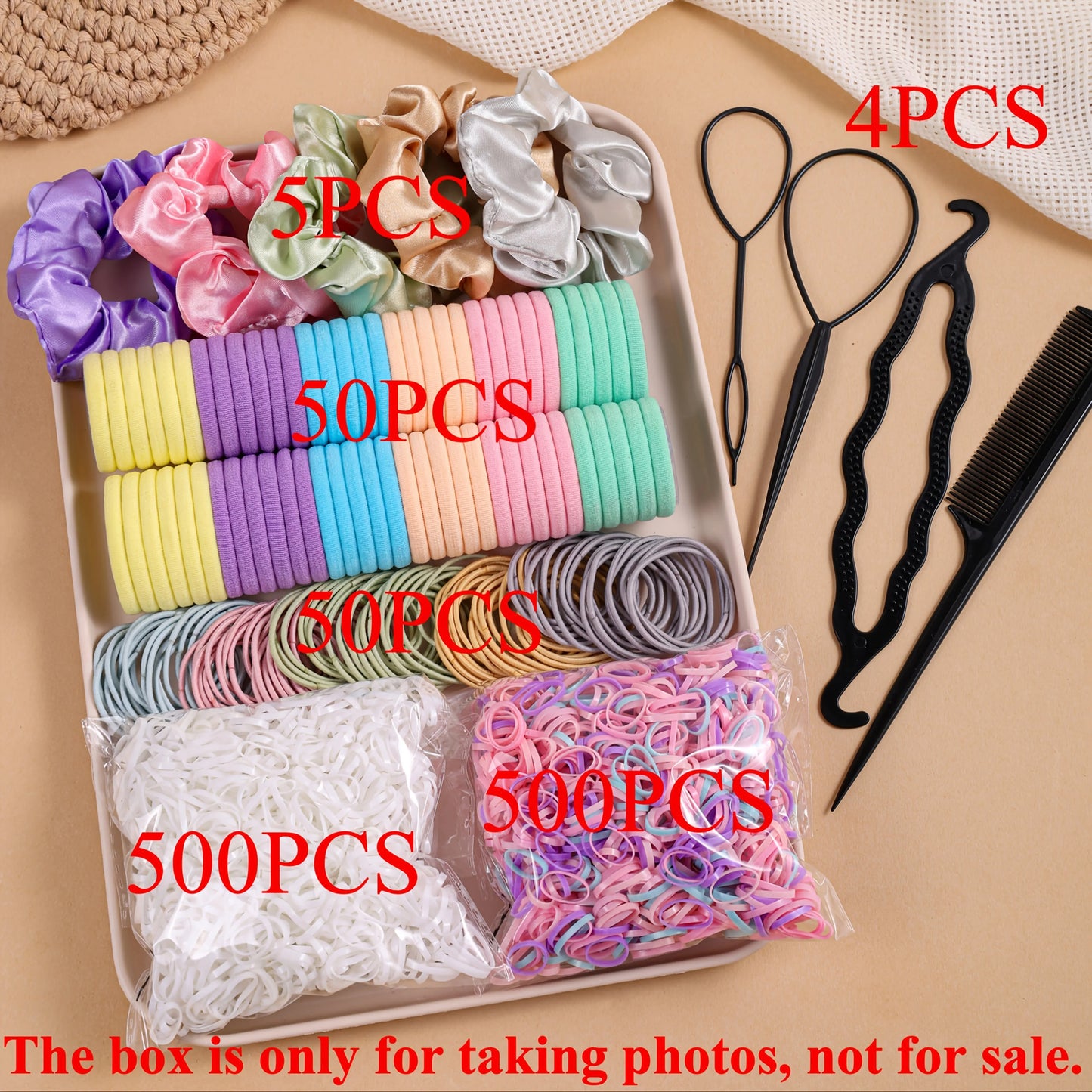 1109Pcs Hair Accessories Set for Women Seamless Ponytail Holders Scrunchies Elastic Hair Ties Girls Variety Hair Bands.
