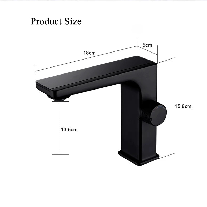 Digital Display Bathroom Basin Faucet Intelligent LED Brass Deck Mounted Washbasin Crane Hot Cold Water Mixer Sink Vanity Tap