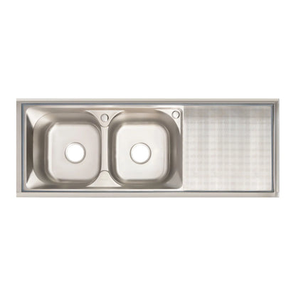 Freistehende Edelstahl Doppels ch üssel gewerbliche Küchen spüle Set mit Wasserhahn Abtropffläche mit/Werkbank & Doppel regale