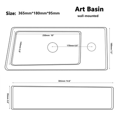 JIENI Art Ceramics Einzelwaschbecken, modernes Wandwaschbecken im europäischen Stil, quadratisches, minimalistisches Waschbecken aus Porzellan