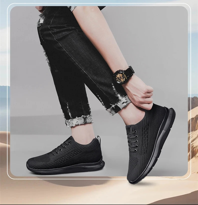 Men Big Size 37-47 Breathable Mesh Elevator Sport Shoes Soft Comfortable 6cm Hidden Heels Height Increasing Sneakes Lift Casual.