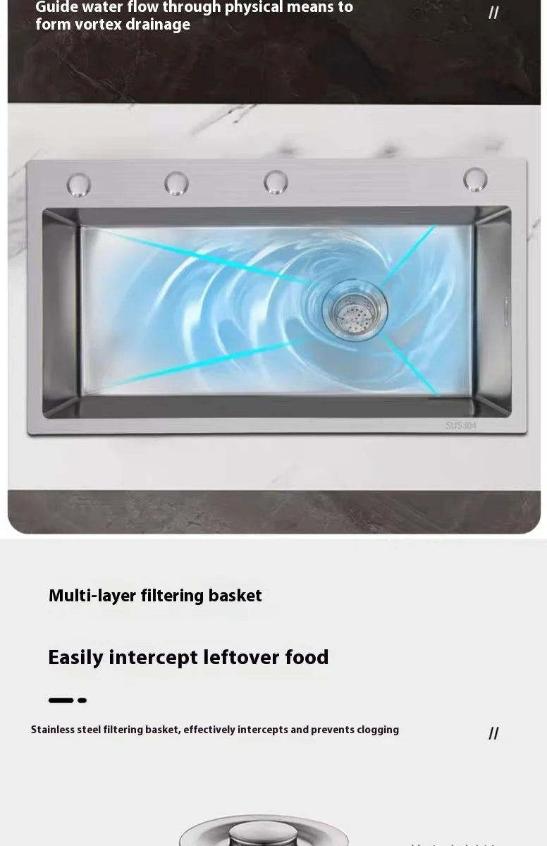 Stainless Steel Kitchen Sink Rice Grain Embossing Large Single Slot Household Wash Dish and Wash Vegetable Bowl Undermount Basin