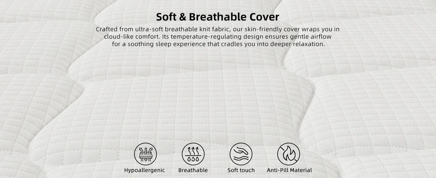 SKSBTF Memory-Schaum-Matratze, 25 cm dick, Taschenfederkernmatratze, Hybrid, atmungsaktiv, Anti-Milben, geräuschlos, Erwachsene, Schlafzonenunterstützung