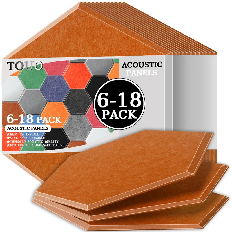 TOUO Acoustic Panels 6-18pc Noise Treatment Insulation Soundproofing Home Studio High Density Soundproof Wall Decor Bedroom