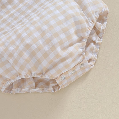 Tregren 0-24M Neugeborene Baby Mädchen Jungen Sommer Bodys Ärmel Plaid Gestreiften Muster Druck Overalls Säuglingsspiel Outfits.