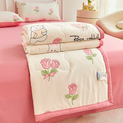 1pc Thin Duvet for Summer Quilt Single/Double/Queen Size Comforter Printed Blanket Home Soft Bedspread edredones (No Pillowcase)