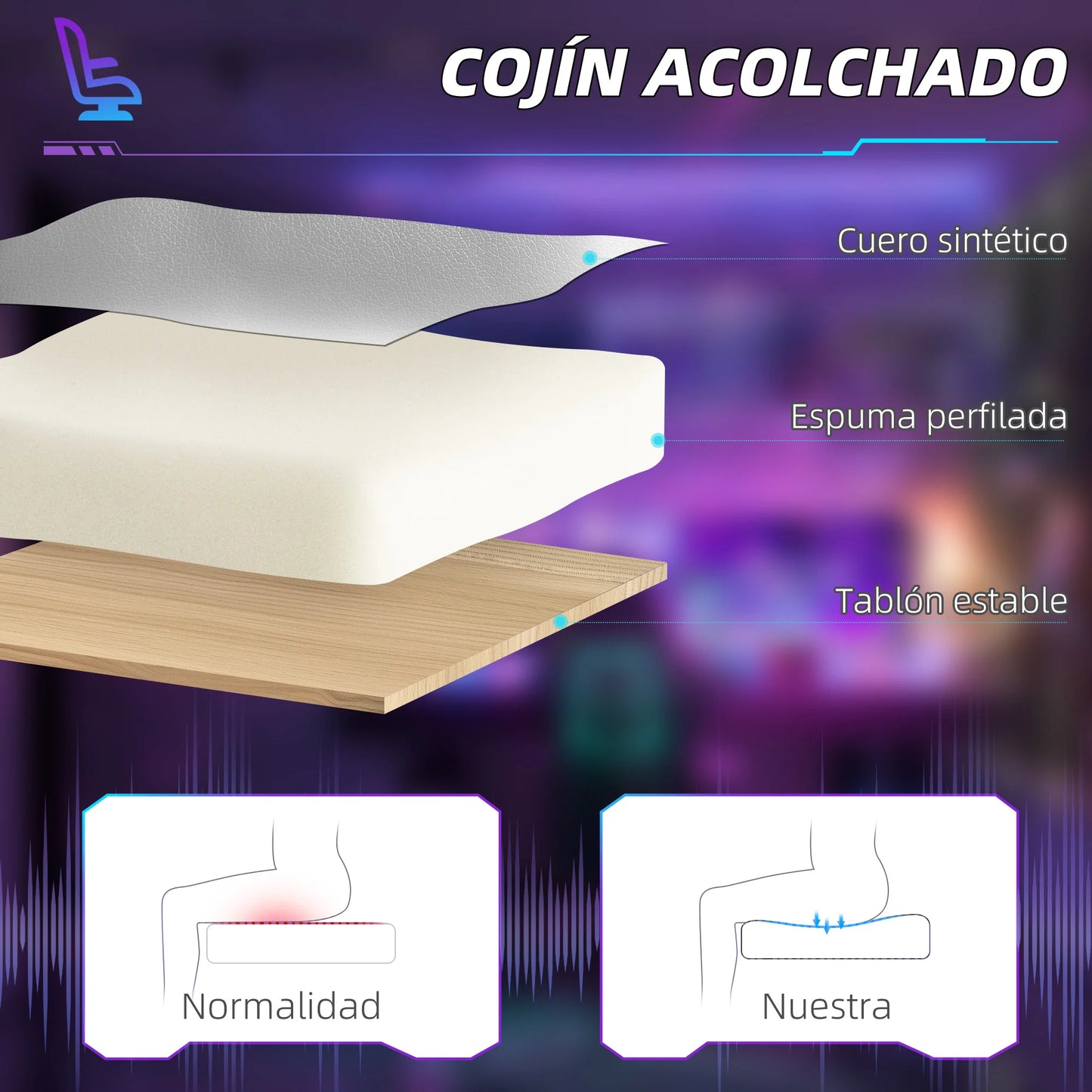 Homcom Liegender Gaming-Stuhl mit verstellbarer Höhe