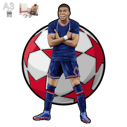 Soccer Player Wooden Puzzle for Football Fan Sports Star Wood Jigsaw Advanced Difficulty A3 A4 Size Puzzles