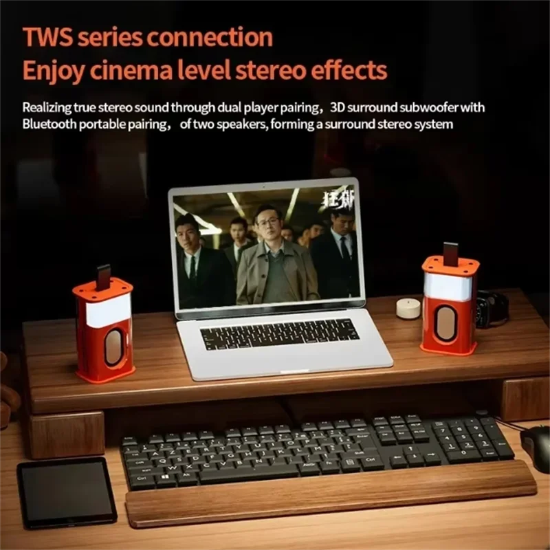 Bluetooth Speaker K08 LED Flashing Soundbar Portable Outdoor Indoor Subwoofer Loudspeaker Support TF Card FM Radio Waterproof.