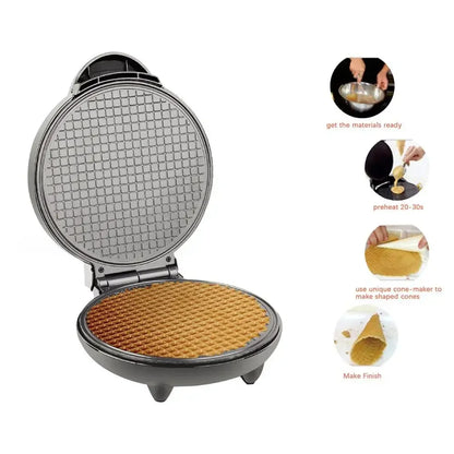 Electric Crispy Egg Roll Maker Omelet Sandwich Iron Crepe Baking Pan Waffle Pancake Oven DIY Ice Cream Cone Machine EU Plug.