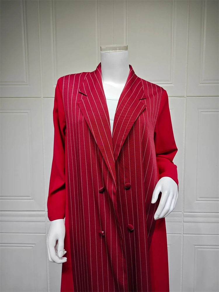 Ramadan Eid Red Kimono Open Abaya Damen Dubai Luxury Islam Muslim Summer Women Kebaya Kaftan Robe Femme Musulmane without hijab.