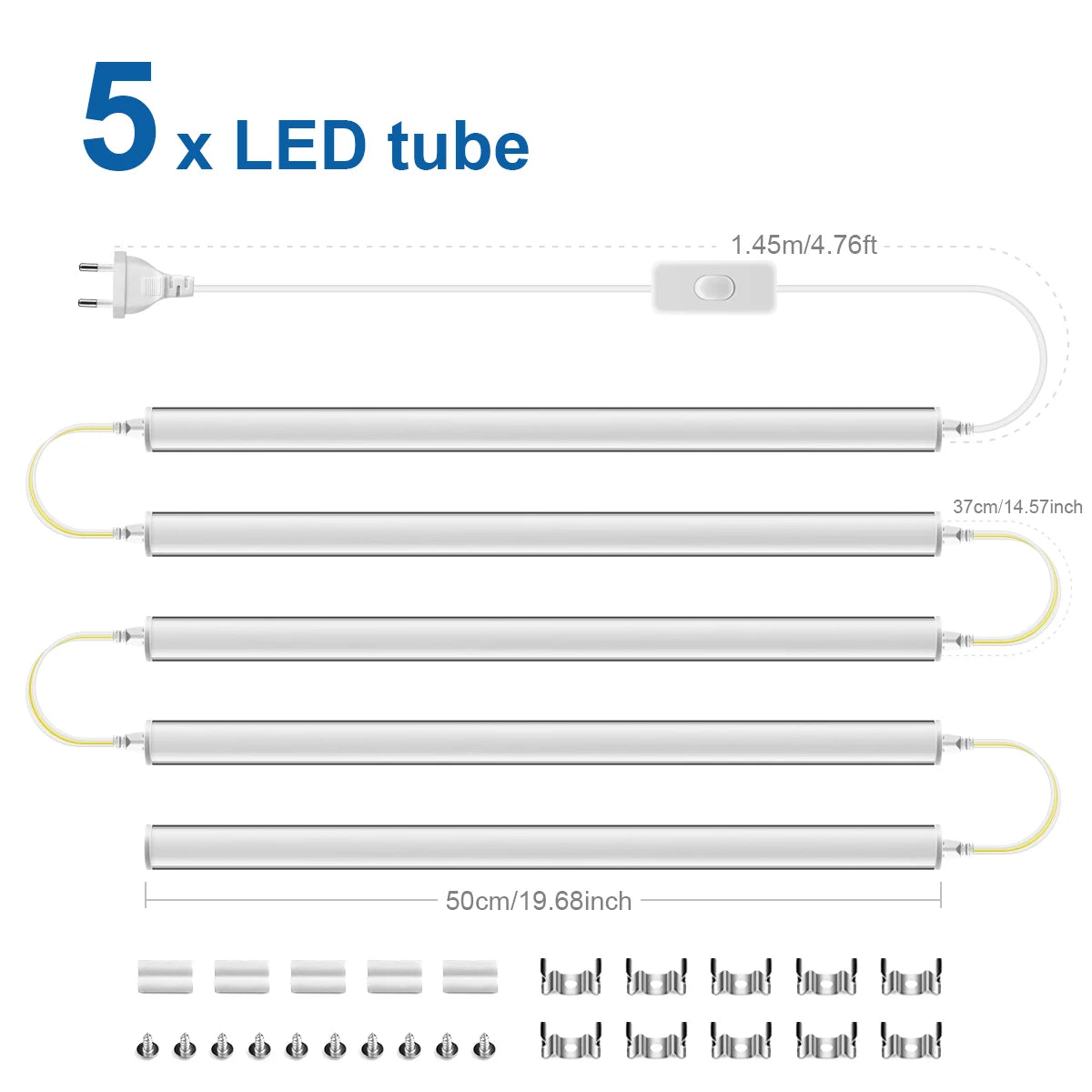 1.64FT T5 Light Bulbs Tube led 220V 110V 230V 50CM with Switch Power Cord Bar Lamp Kitchen Ceiling Home Decoration ampolleta led.