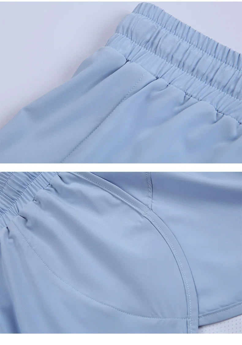 Women Shorts Mesh Outdoors Sports Running Gym Yoga Shorts Bilayer Mesh Yoga Sports Shorts Female Sports Running Gym Yoga Shorts.